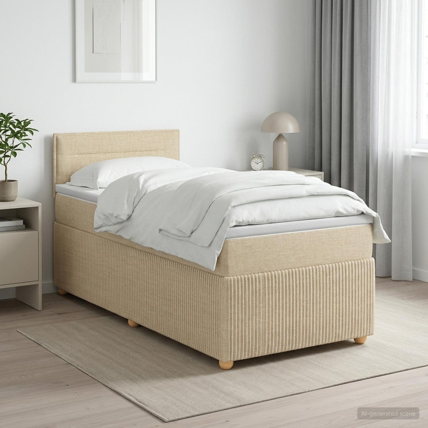 Boxmadras med topmadras Cremefarvet 80 x 200 cm Stof