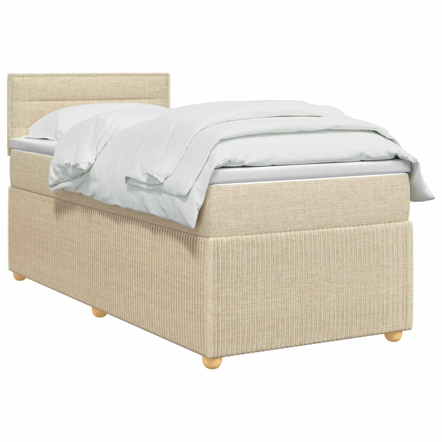 Boxmadras med topmadras Cremefarvet 80 x 200 cm Stof