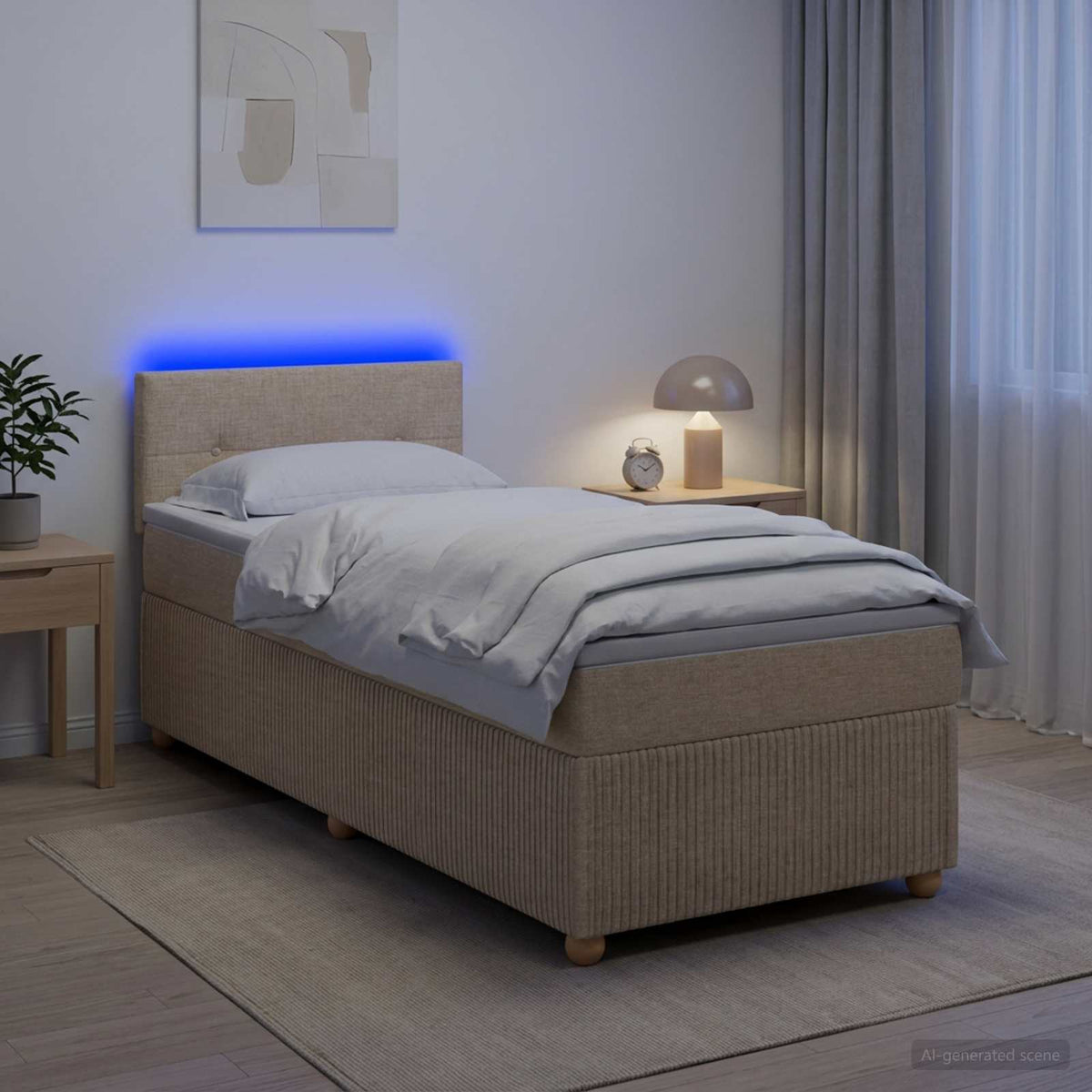 Boxmadras med topmadras Cremefarvet 90 x 190 cm Stof
