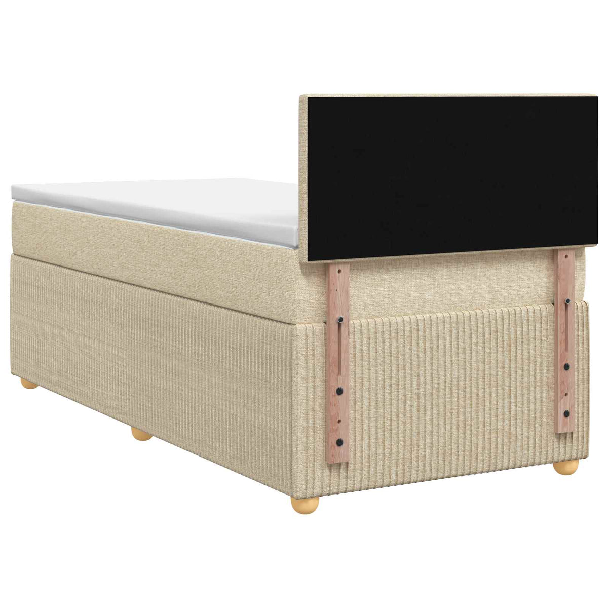 Boxmadras med topmadras Cremefarvet 80 x 200 cm Stof