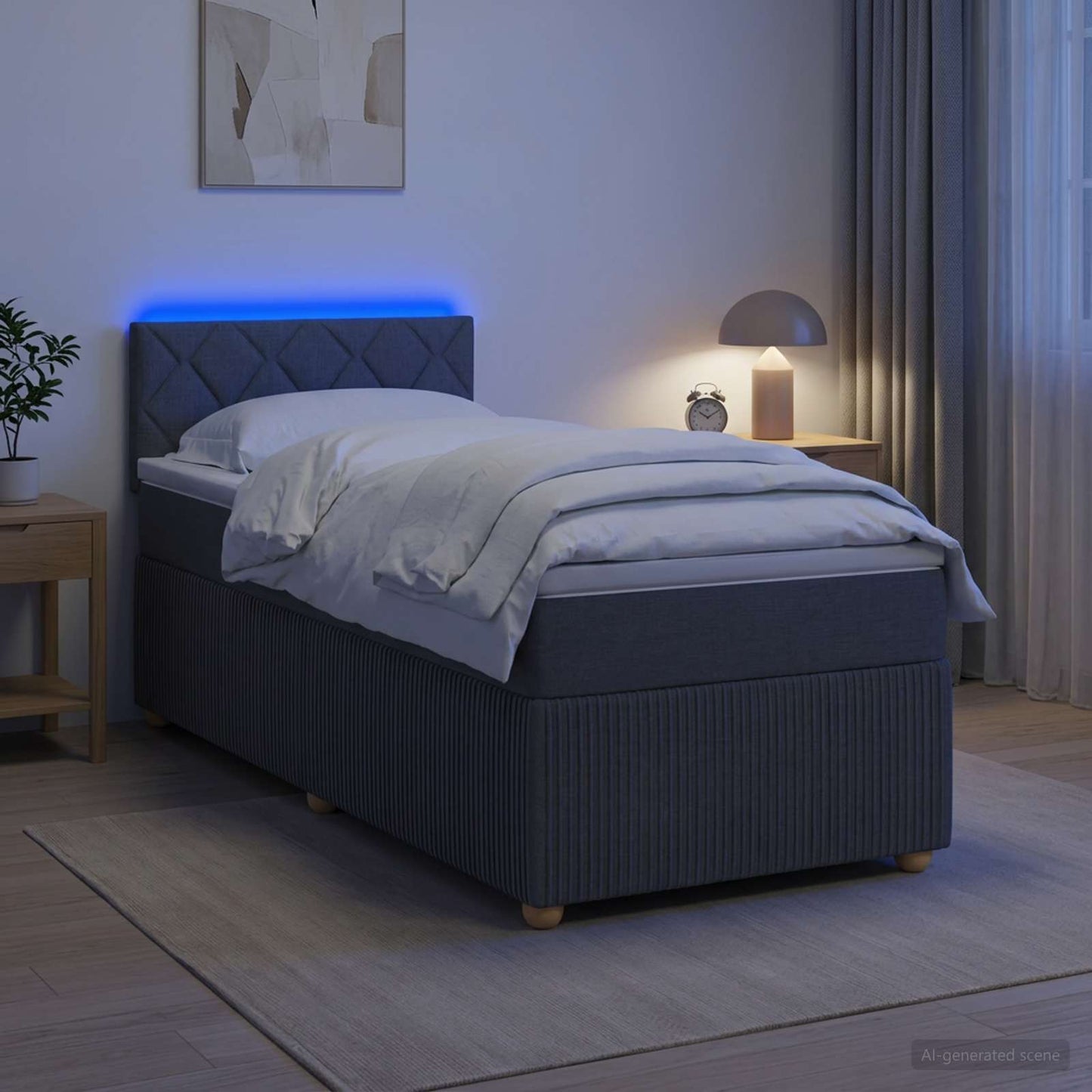 Boxmadras med topmadras Mørkegrå 80 x 200 cm Stof