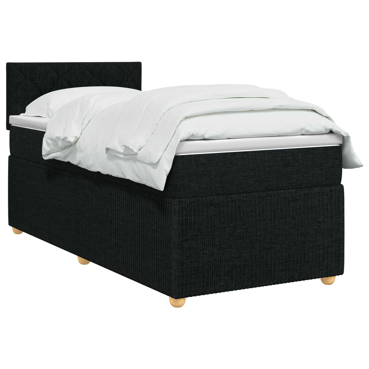 Boxmadras med topmadras med hovedgærde Sort 80 x 200 cm Stof