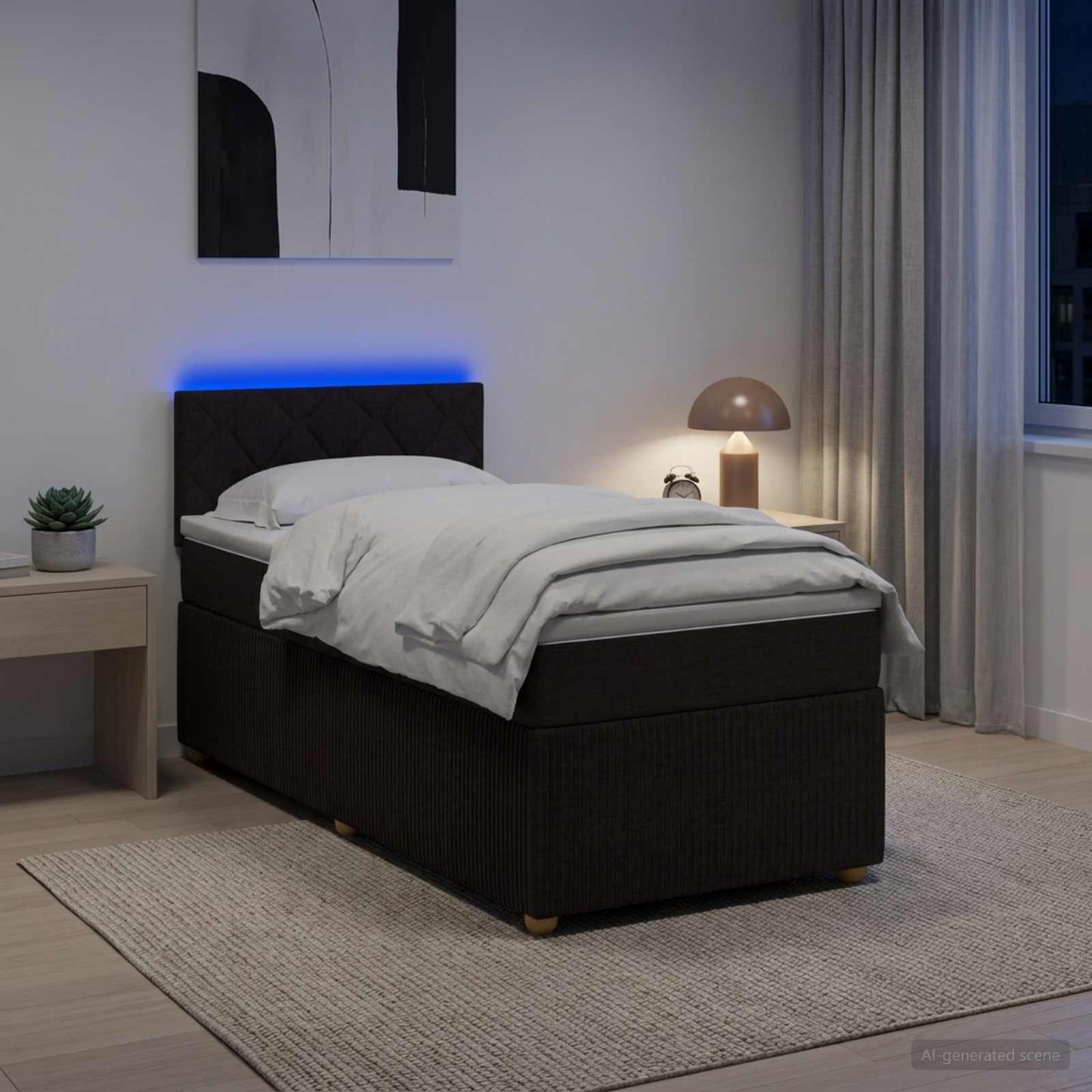 Boxmadras med topmadras Mørk Brun 90 x 190 cm Stof