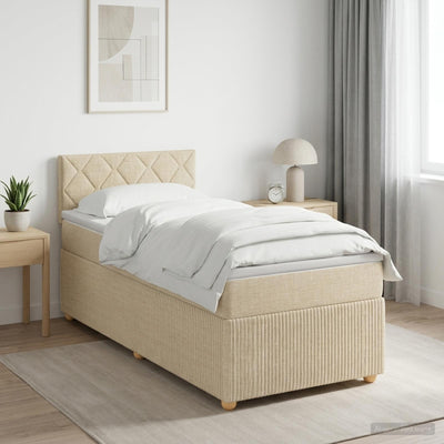 Boxmadras med topmadras Cremefarvet 90 x 200 cm Stof