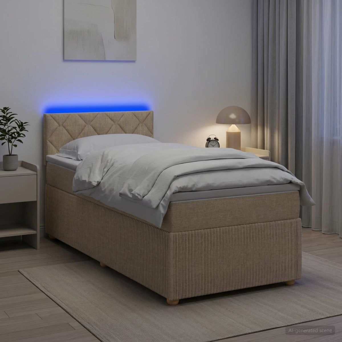 Boxmadras med topmadras Cremefarvet 90 x 190 cm Stof