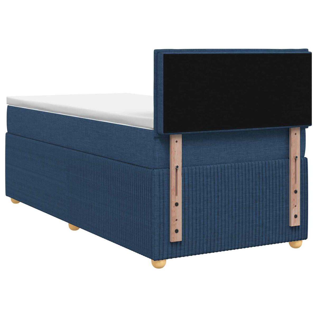 Boxmadras med topmadras med hovedgærde Blå 80 x 200 cm Stof