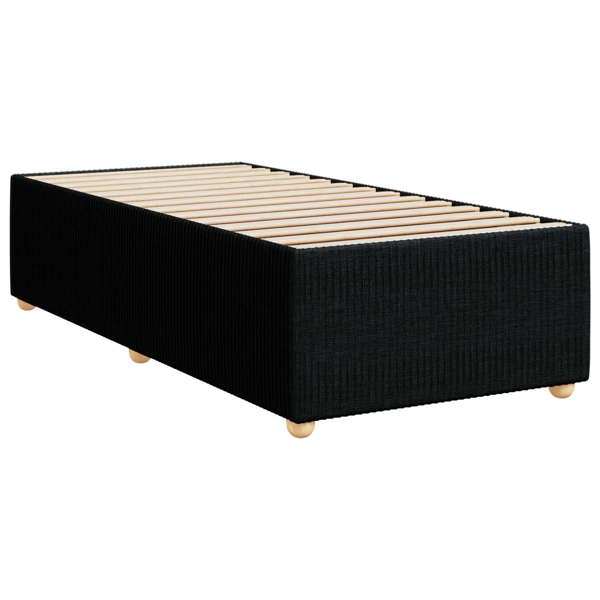 Boxmadras med topmadras med hovedgærde Sort 90 x 190 cm Stof