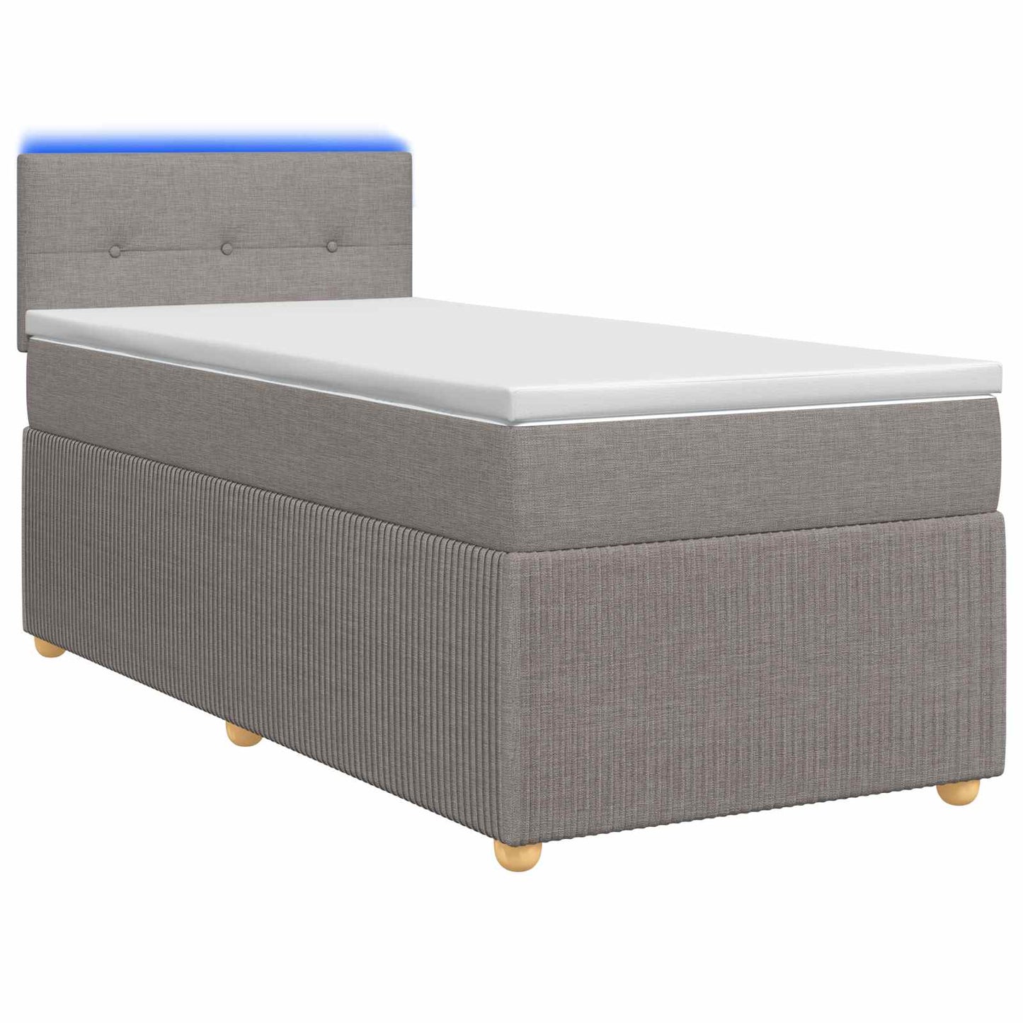 Boxmadras med topmadras med hovedgærde Gråbrun 90 x 190 cm Stof