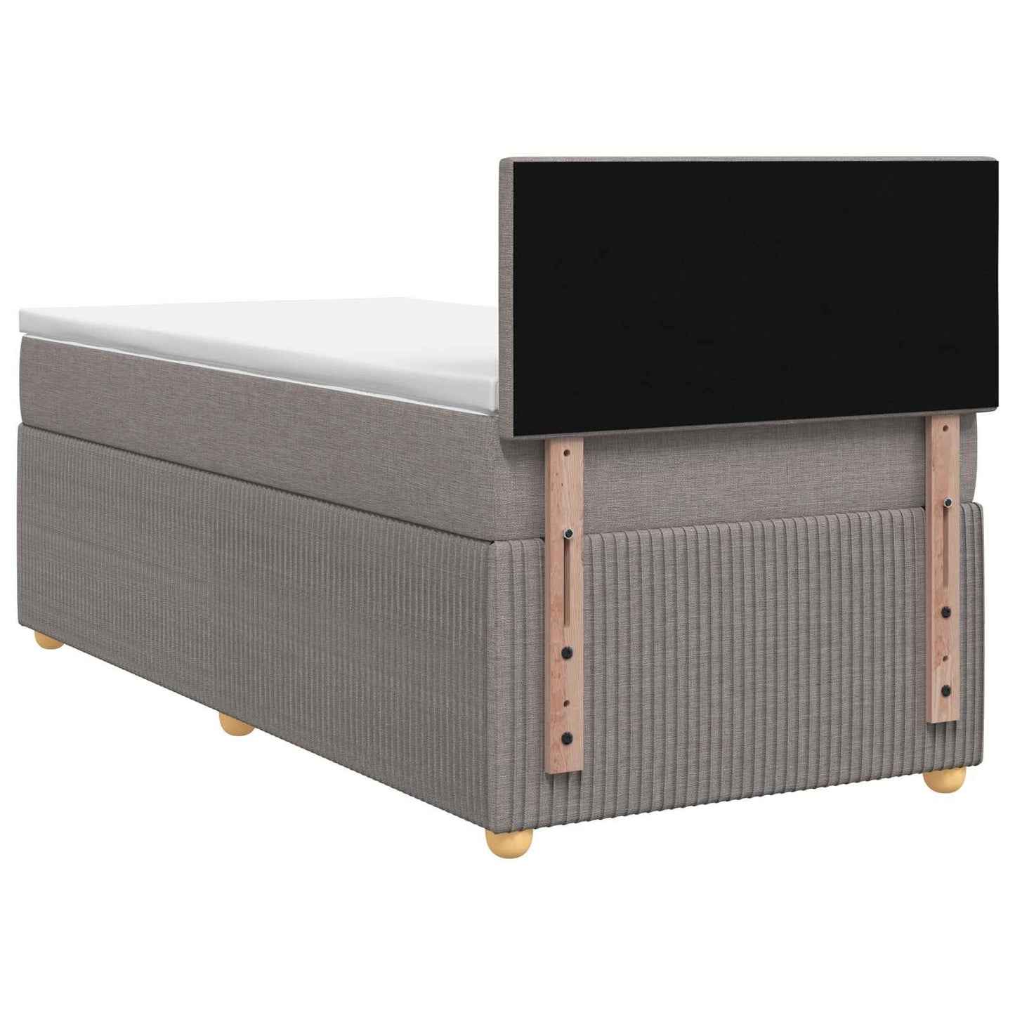 Boxmadras med topmadras med hovedgærde Gråbrun 90 x 190 cm Stof