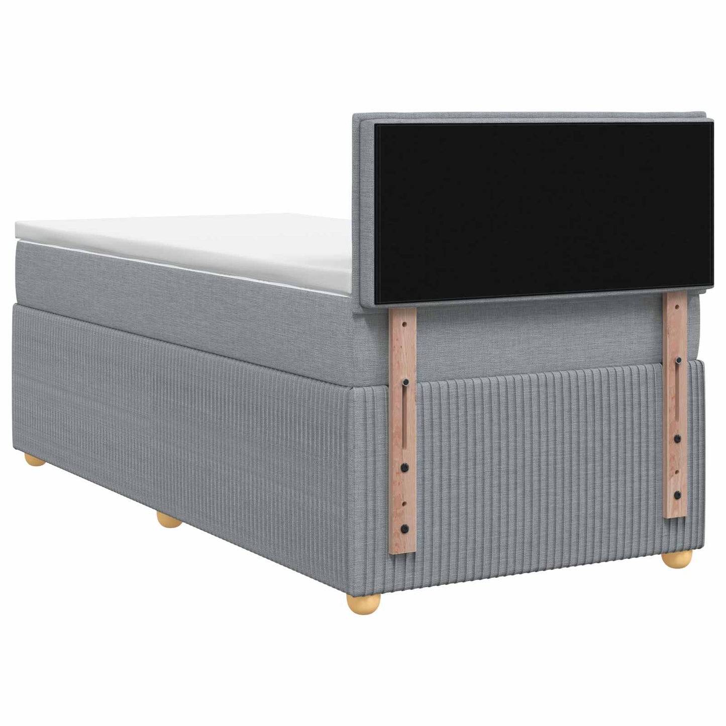 Boxmadras med topmadras med hovedgærde Lysegrå 90 x 190 cm Stof
