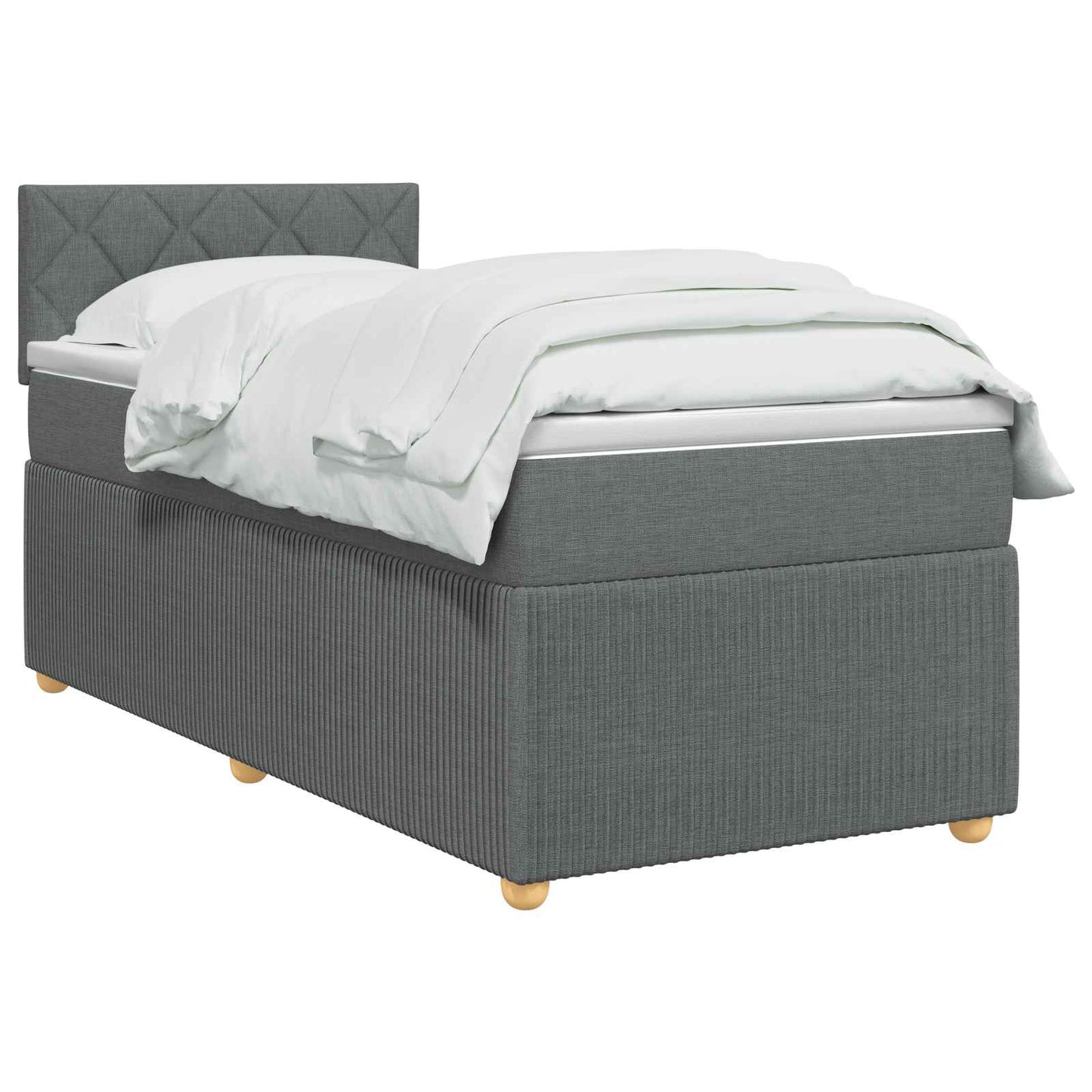 Boxmadras med topmadras Mørkegrå 90 x 190 cm Stof