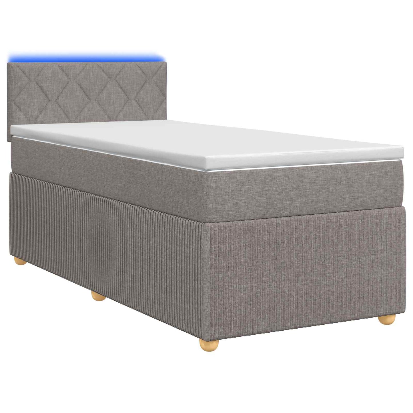 Boxmadras med topmadras med hovedgærde Gråbrun 90 x 190 cm Stof