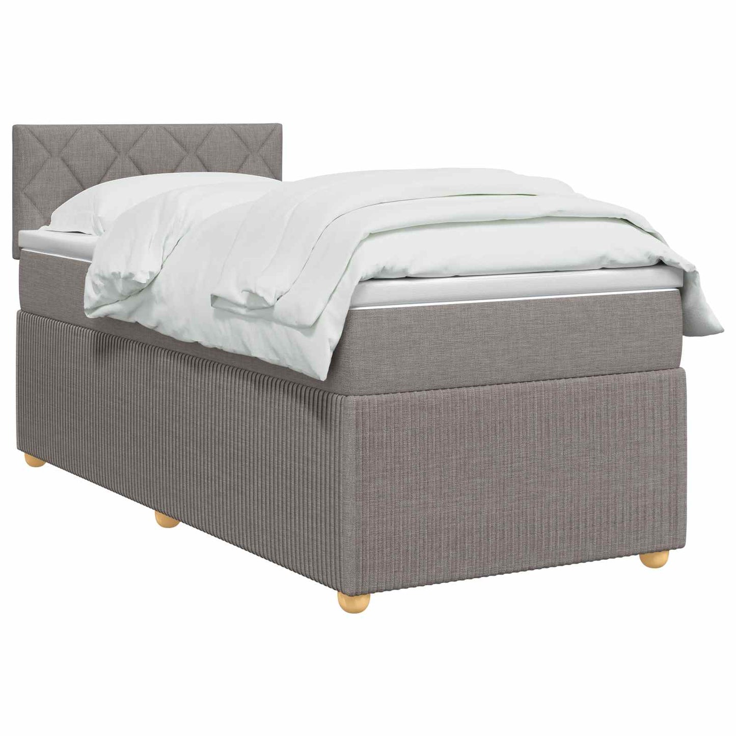 Boxmadras med topmadras med hovedgærde Gråbrun 90 x 190 cm Stof
