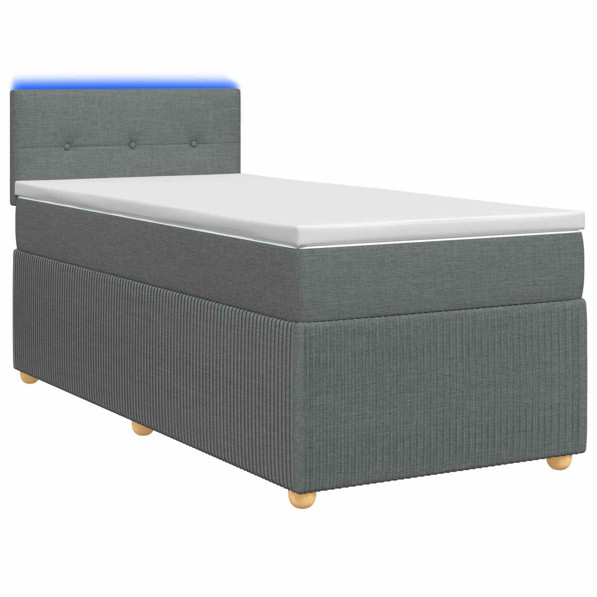 Boxmadras med topmadras Mørkegrå 90 x 200 cm Stof