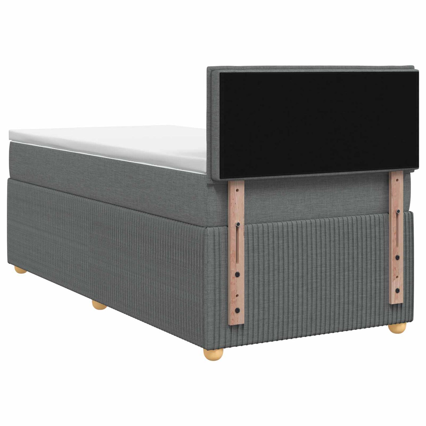 Boxmadras med topmadras Mørkegrå 90 x 200 cm Stof