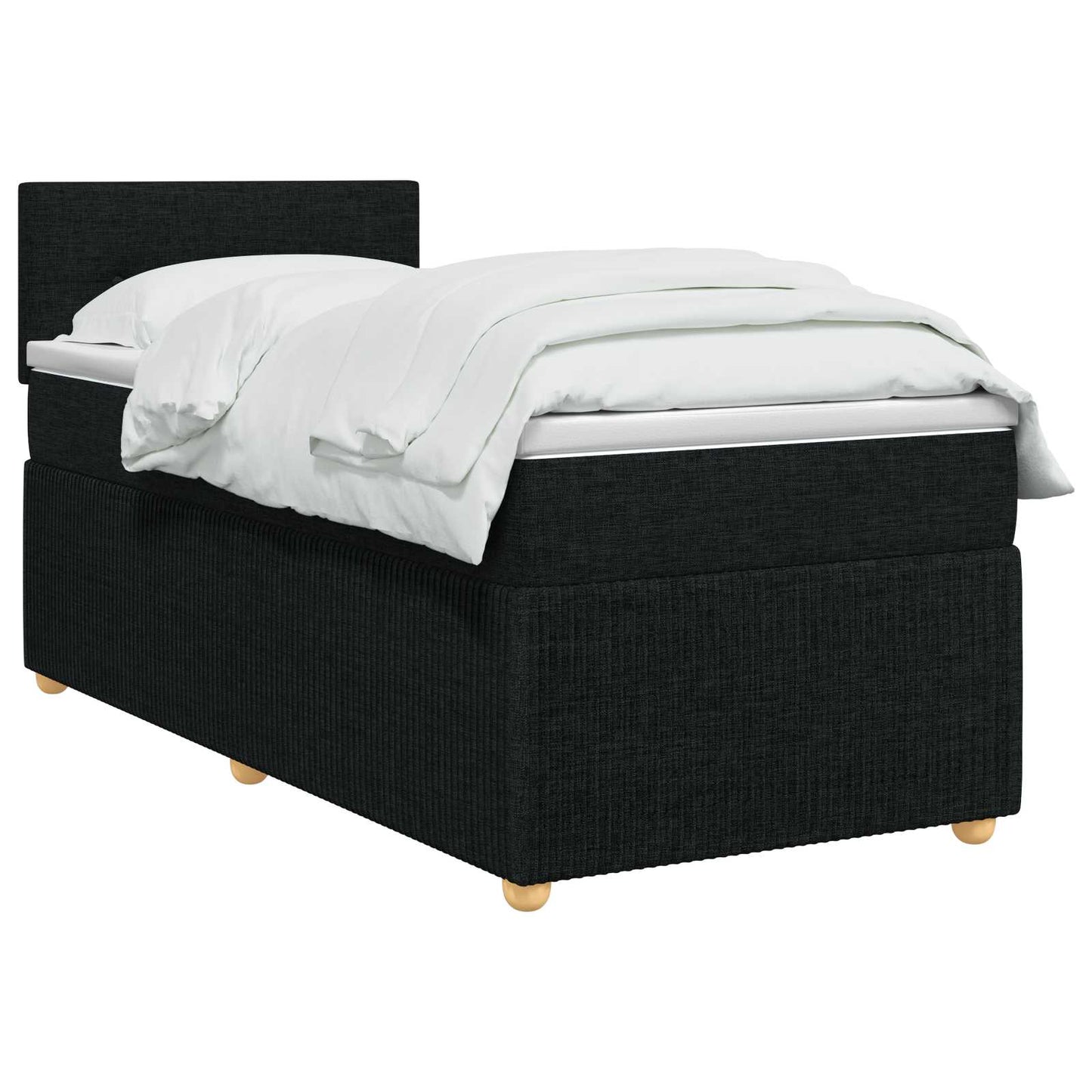 Boxmadras med topmadras med hovedgærde Sort 90 x 200 cm Stof