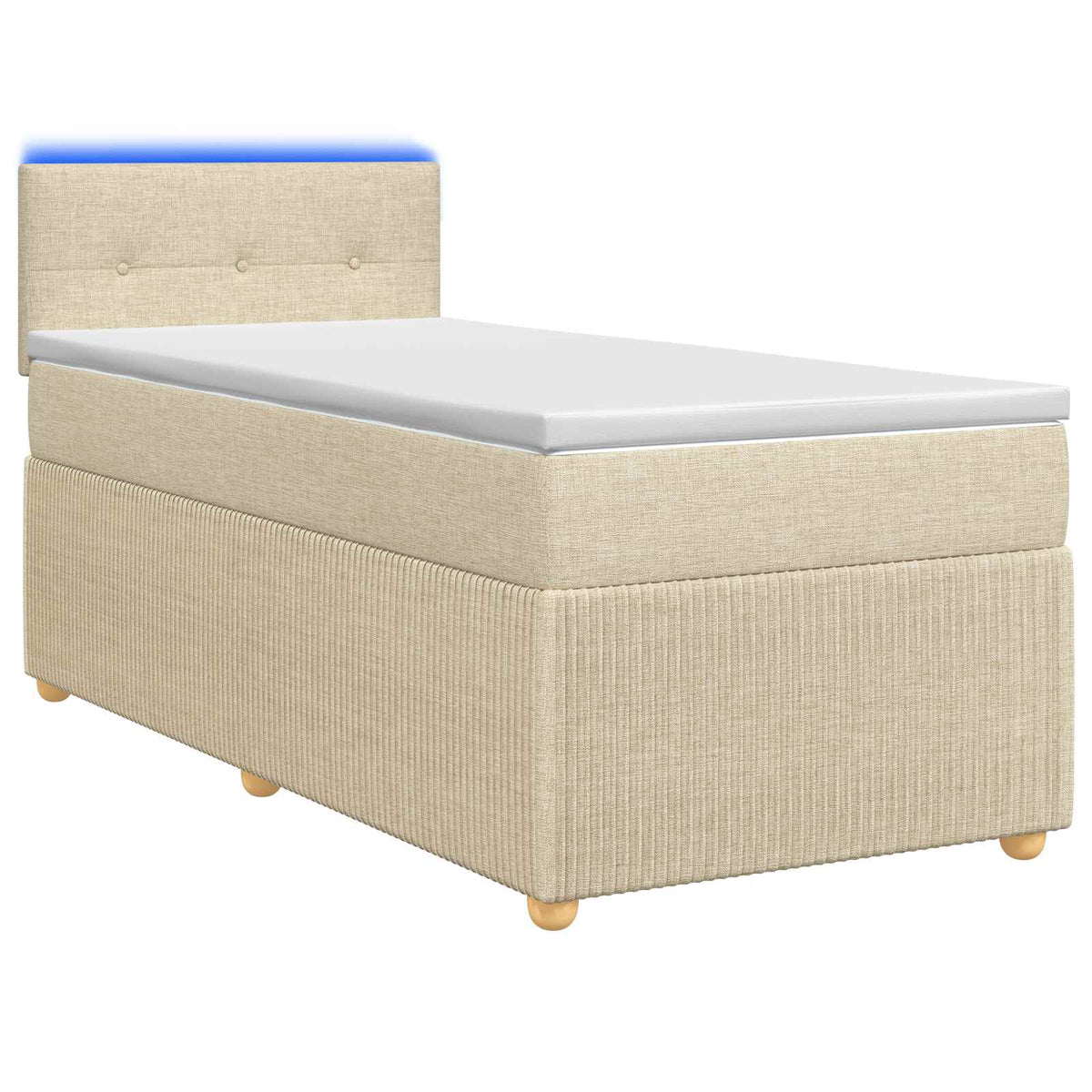 Boxmadras med topmadras Cremefarvet 90 x 200 cm Stof