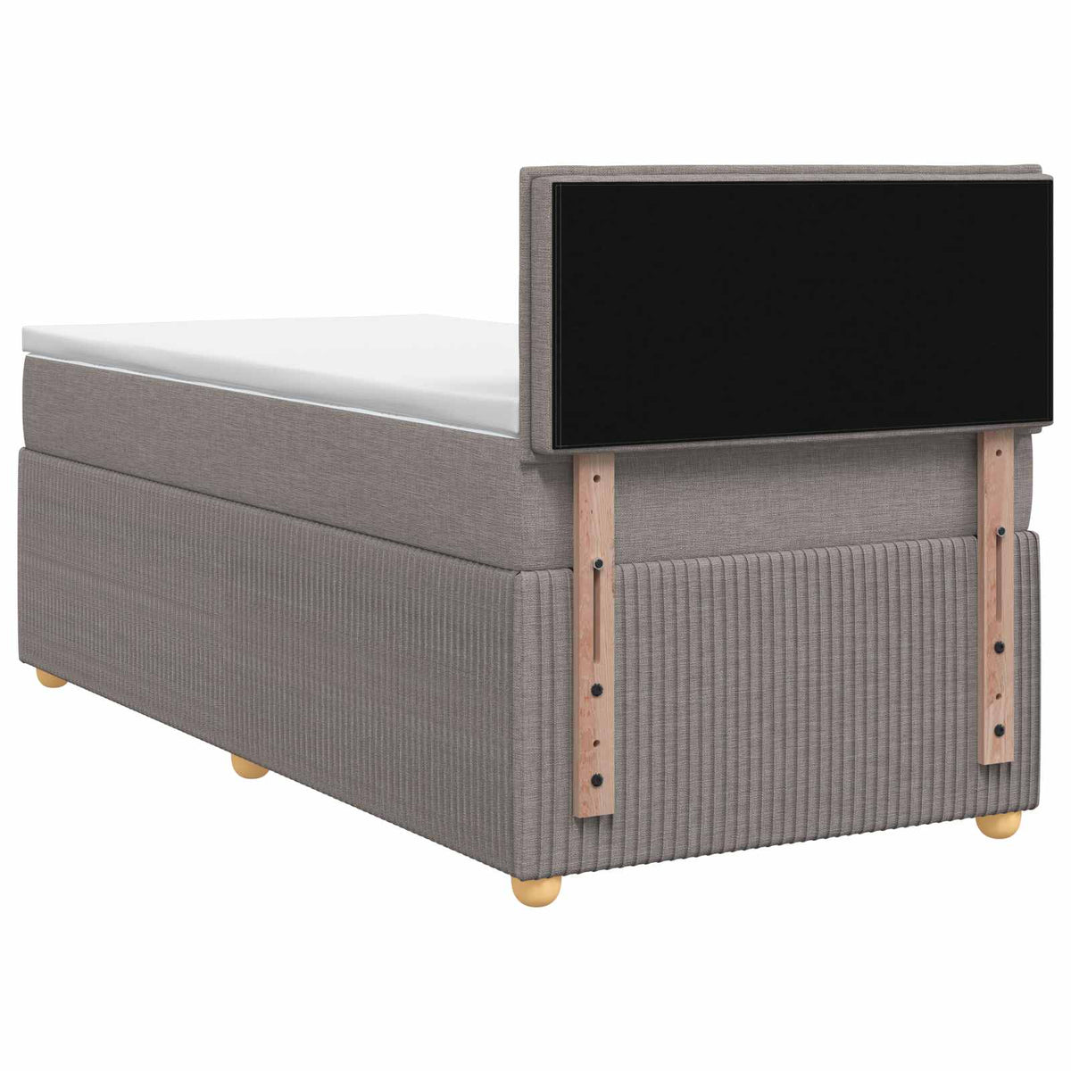 Boxmadras med topmadras med hovedgærde Gråbrun 90 x 200 cm Stof