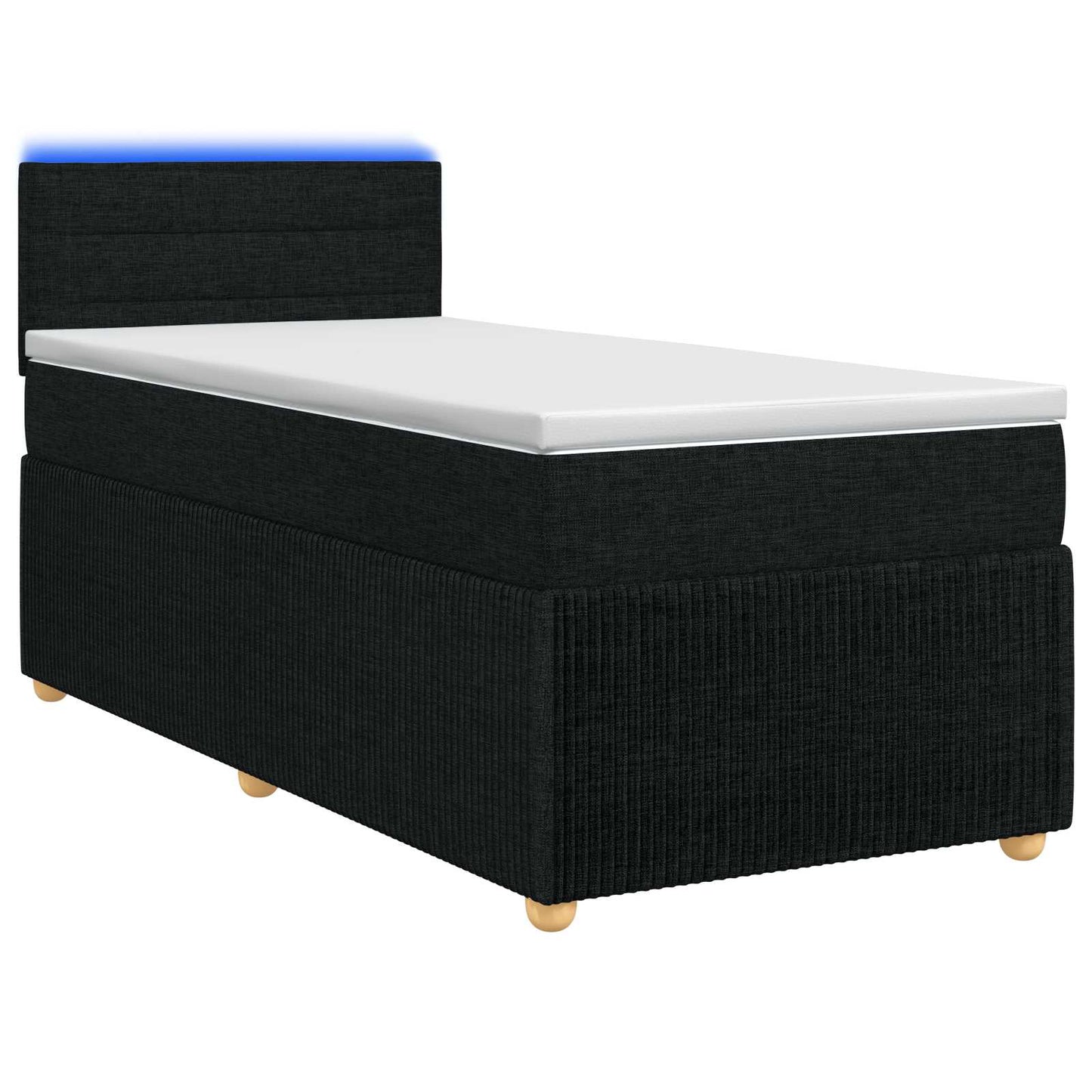 Boxmadras med topmadras med hovedgærde Sort 100 x 200 cm Stof