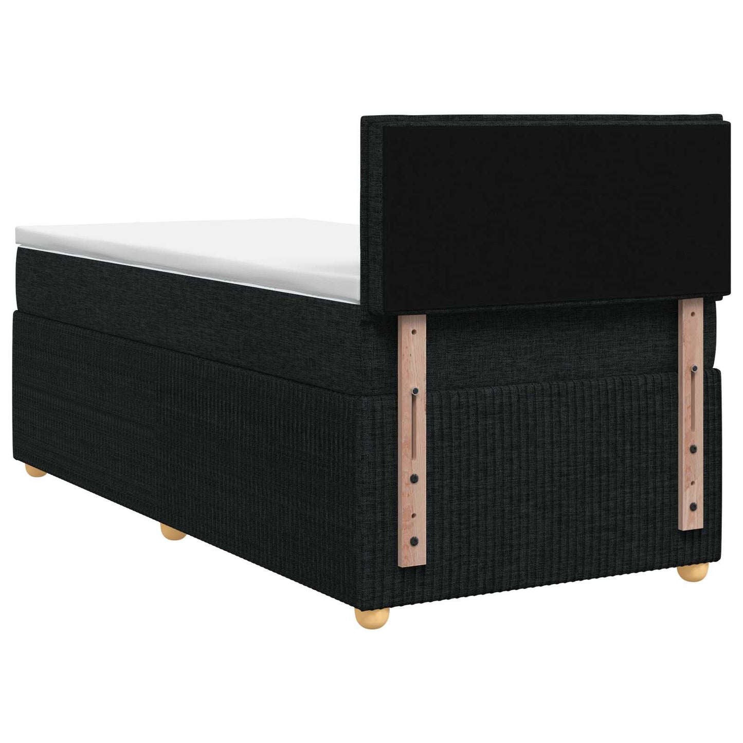 Boxmadras med topmadras med hovedgærde Sort 100 x 200 cm Stof