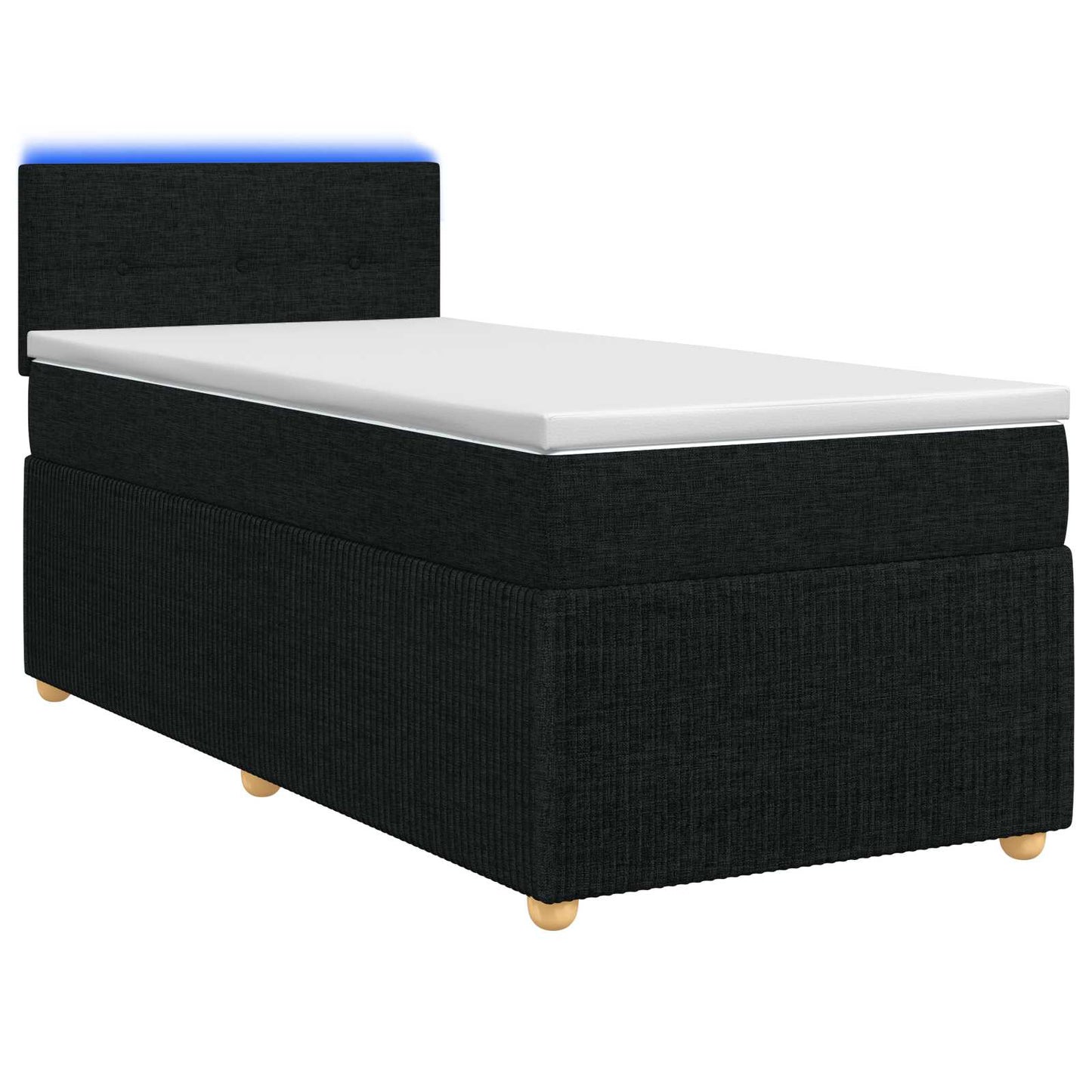 Boxmadras med topmadras med hovedgærde Sort 100 x 200 cm Stof