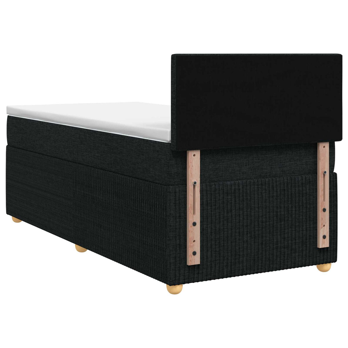 Boxmadras med topmadras med hovedgærde Sort 100 x 200 cm Stof