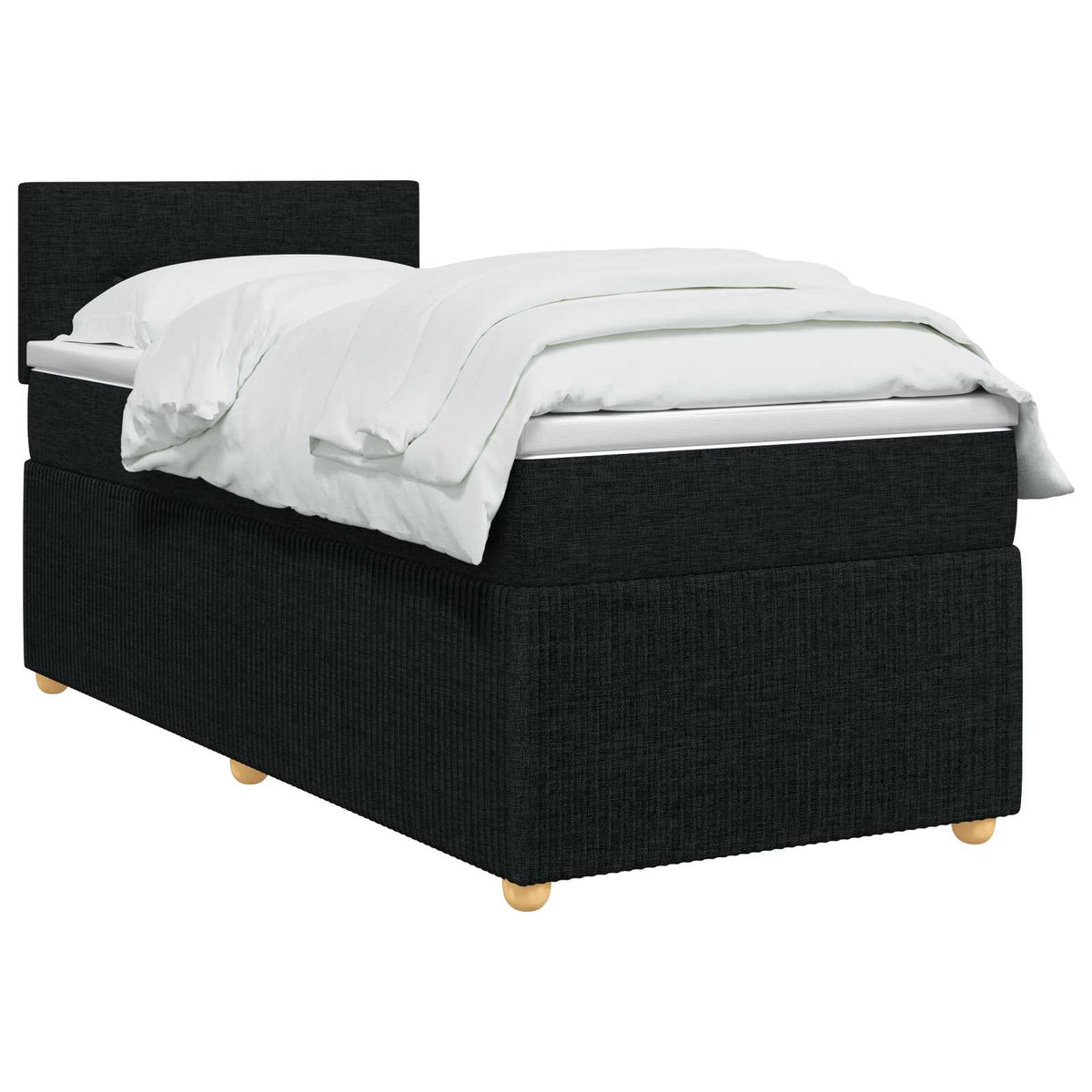 Boxmadras med topmadras med hovedgærde Sort 100 x 200 cm Stof