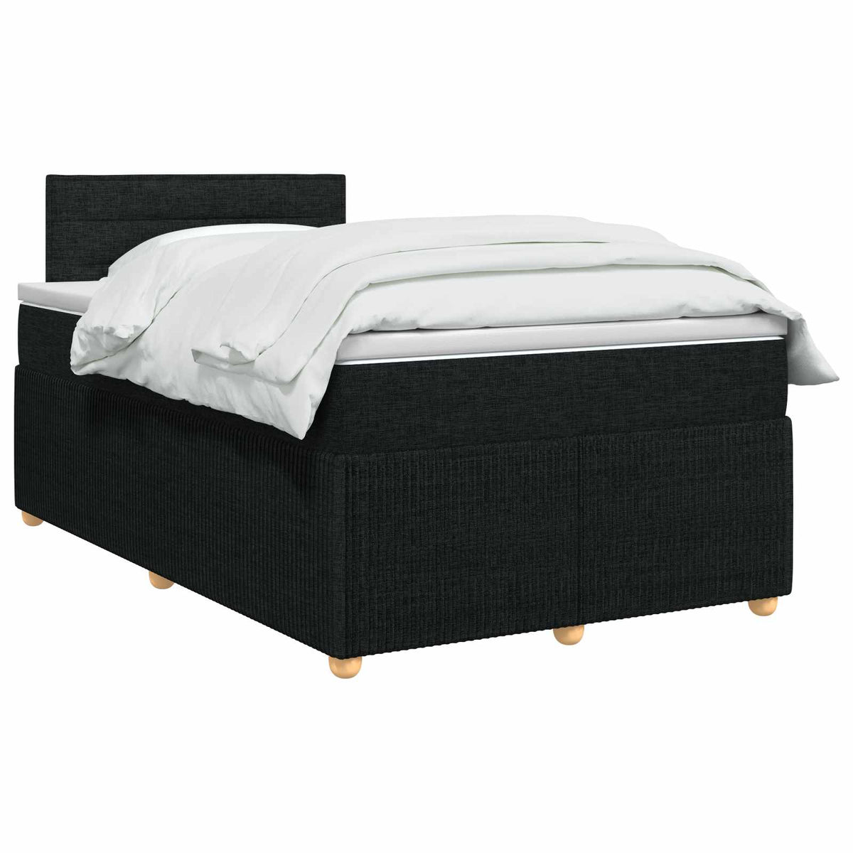 Boxmadras med topmadras med hovedgærde Sort 120 x 190 cm Stof