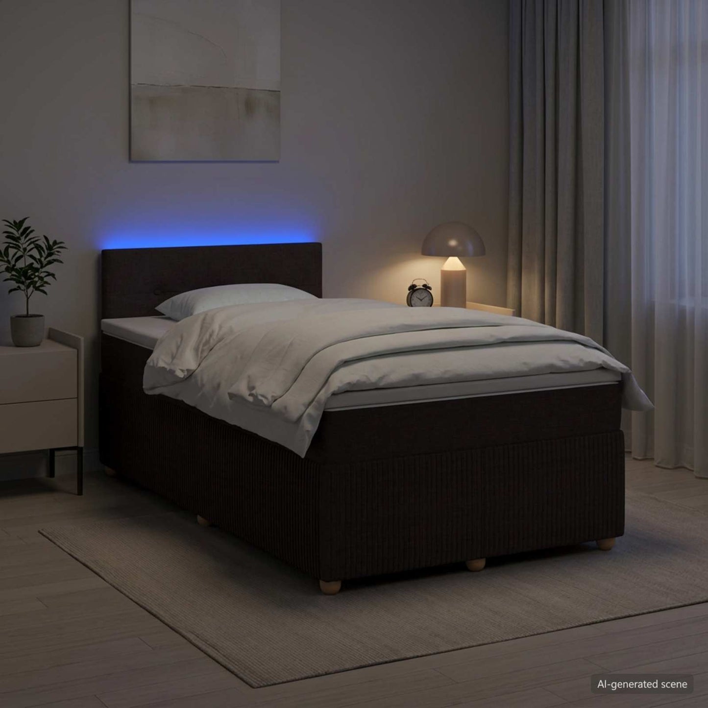 Boxmadras med topmadras Mørk Brun 120 x 200 cm Stof