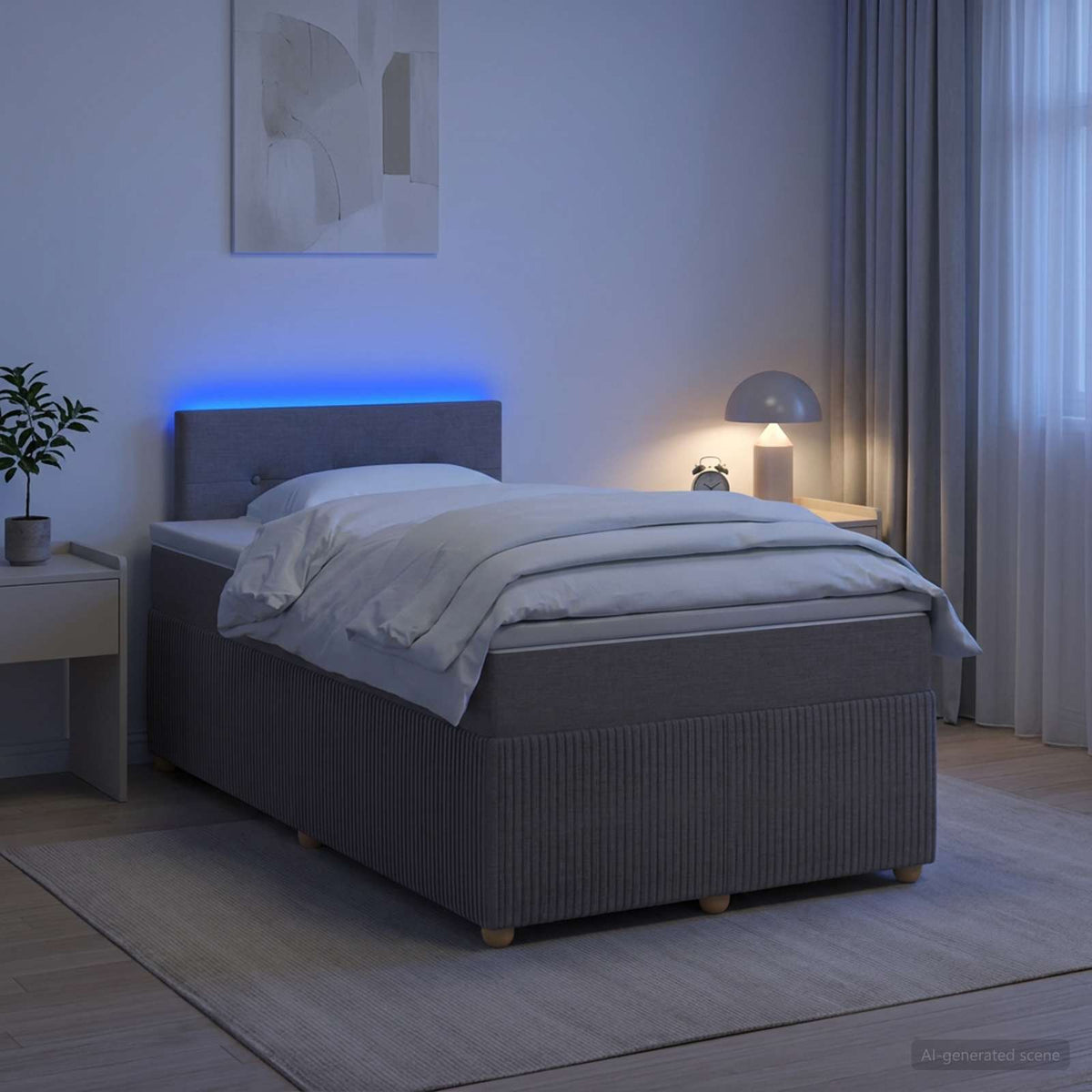Boxmadras med topmadras Gråbrun 120 x 190 cm Stof