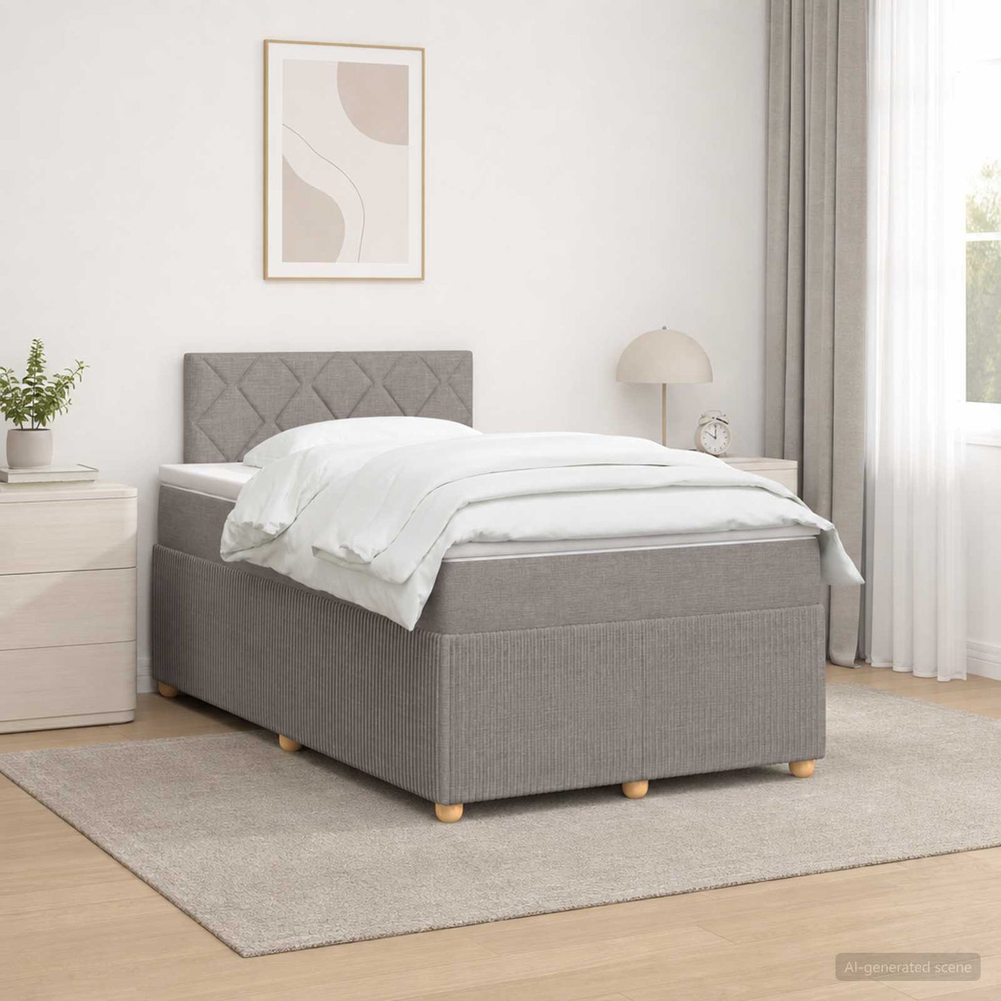 Boxmadras med topmadras Gråbrun 120 x 200 cm Stof