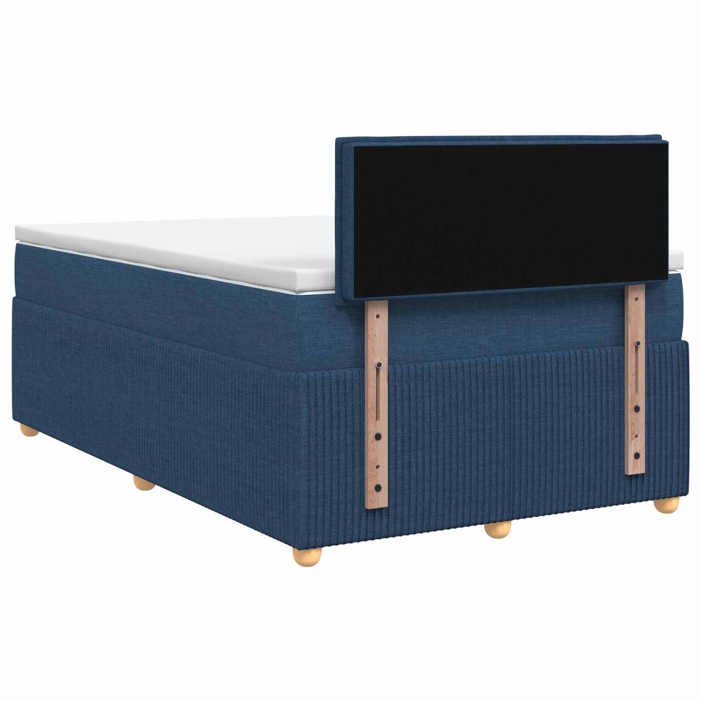 Boxmadras med topmadras med hovedgærde Blå 120 x 200 cm Stof