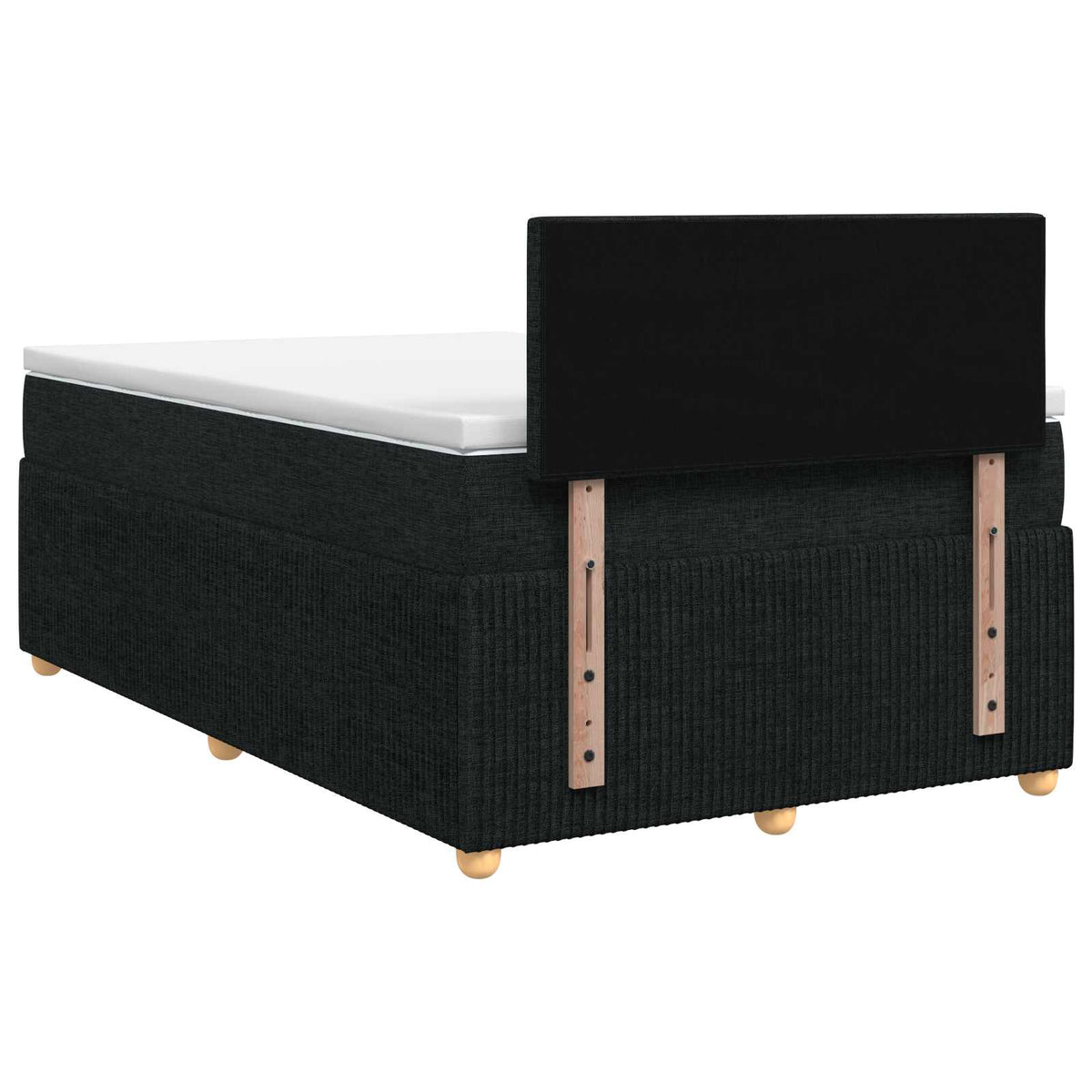 Boxmadras med topmadras med hovedgærde Sort 120 x 200 cm Stof