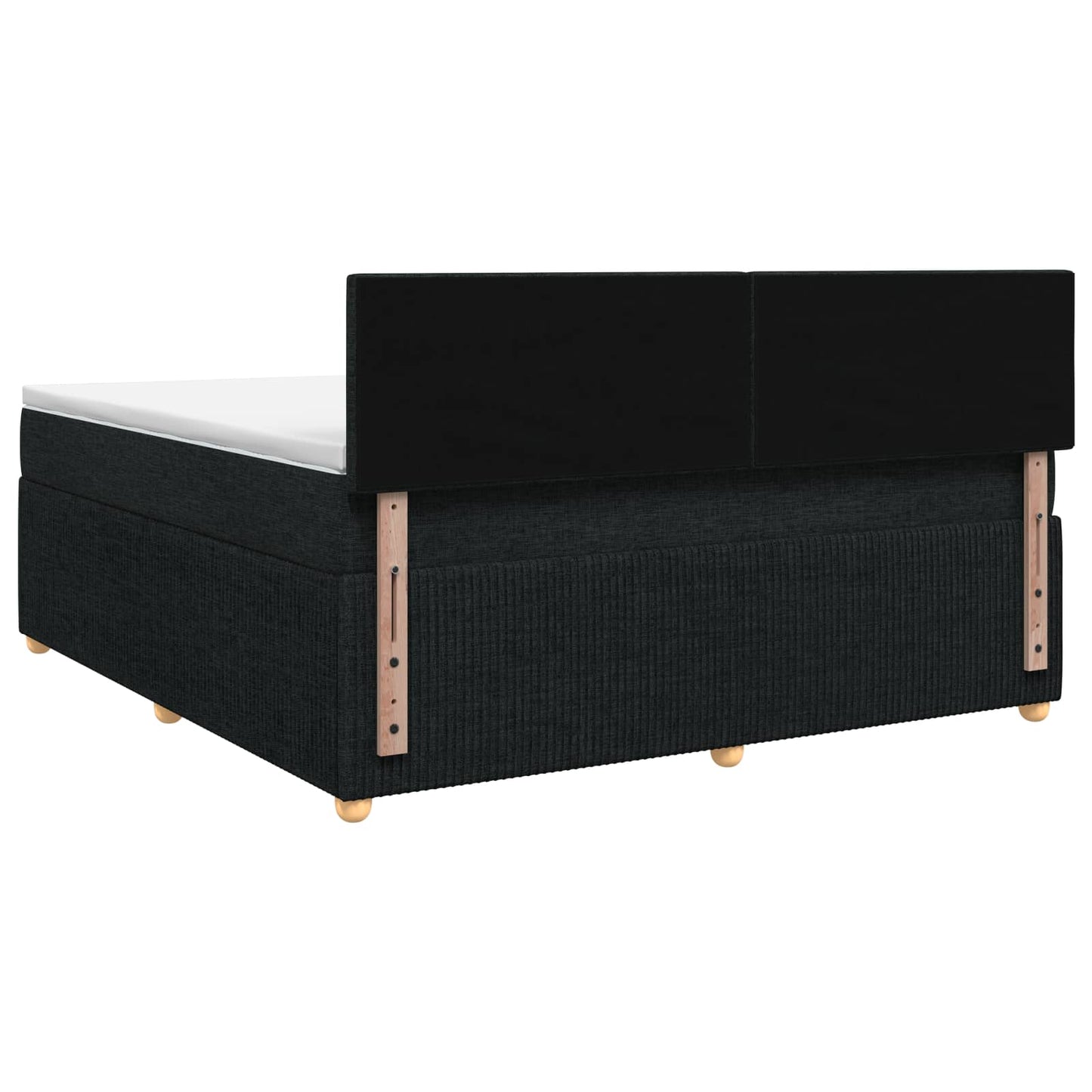 Boxmadras med topmadras med hovedgærde Sort 140 x 190 cm Stof