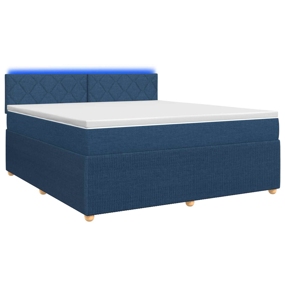 Boxmadras med topmadras med hovedgærde Blå 160 x 200 cm Stof