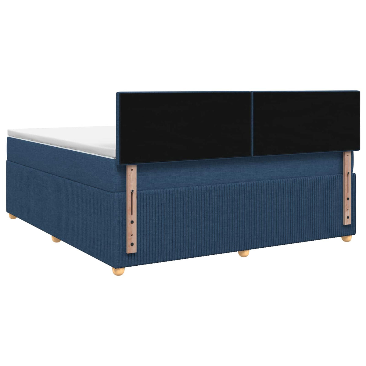 Boxmadras med topmadras med hovedgærde Blå 160 x 200 cm Stof