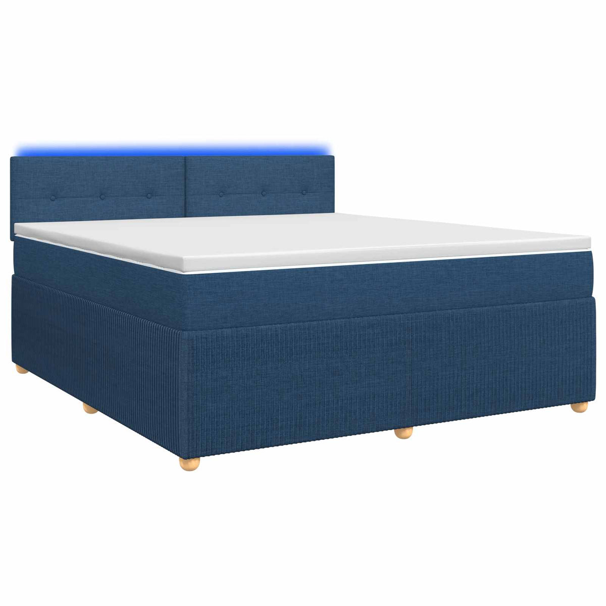 Boxmadras med topmadras med hovedgærde Blå 180 x 200 cm Stof