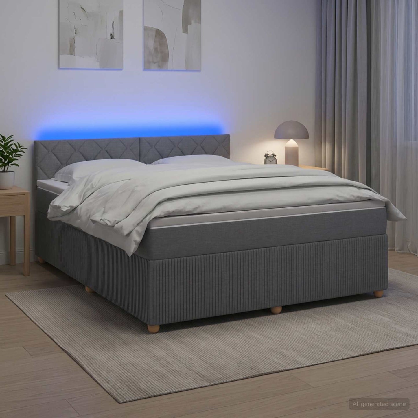 Boxmadras med topmadras Lysegrå 140 x 190 cm Stof