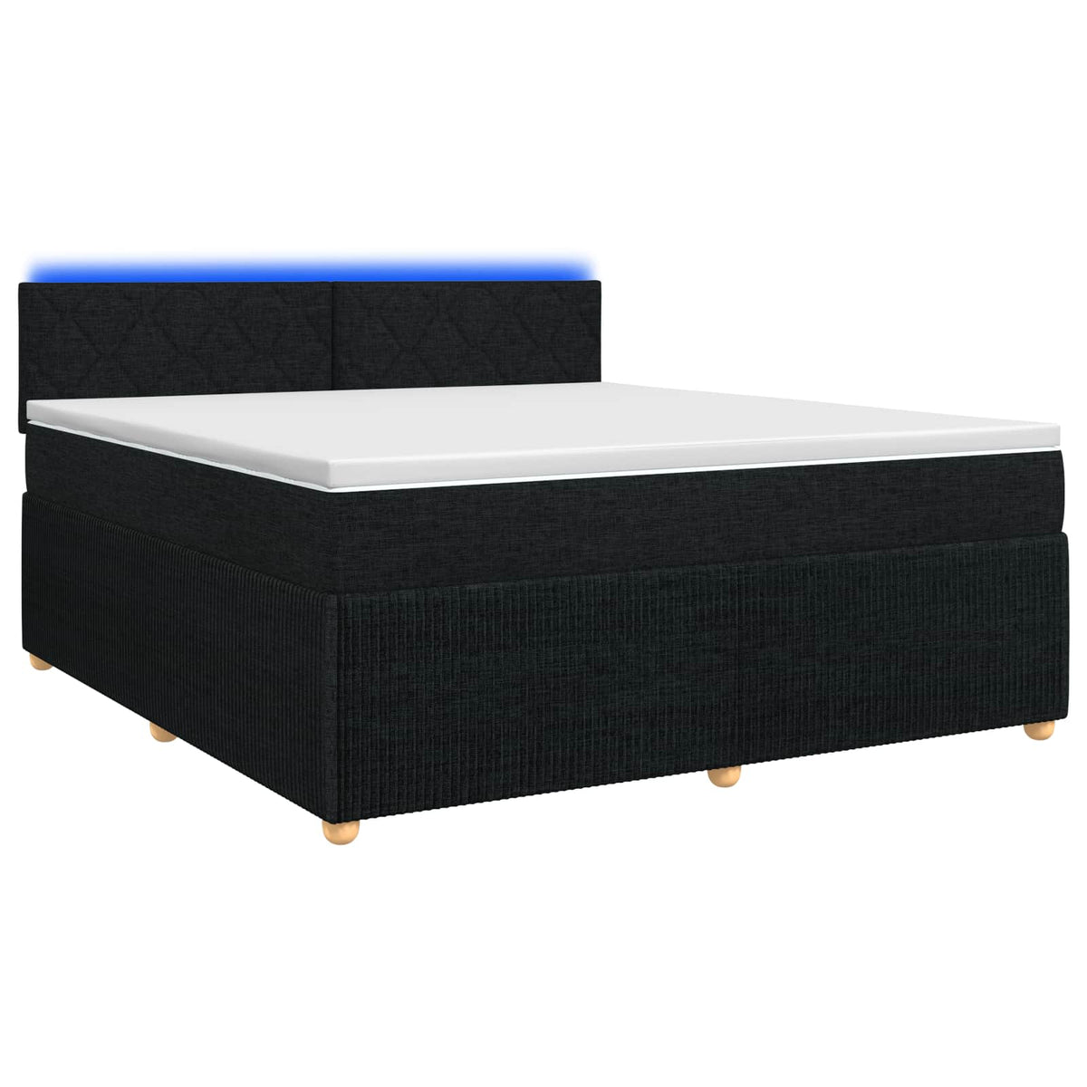Boxmadras med topmadras med hovedgærde Sort 180 x 200 cm Stof