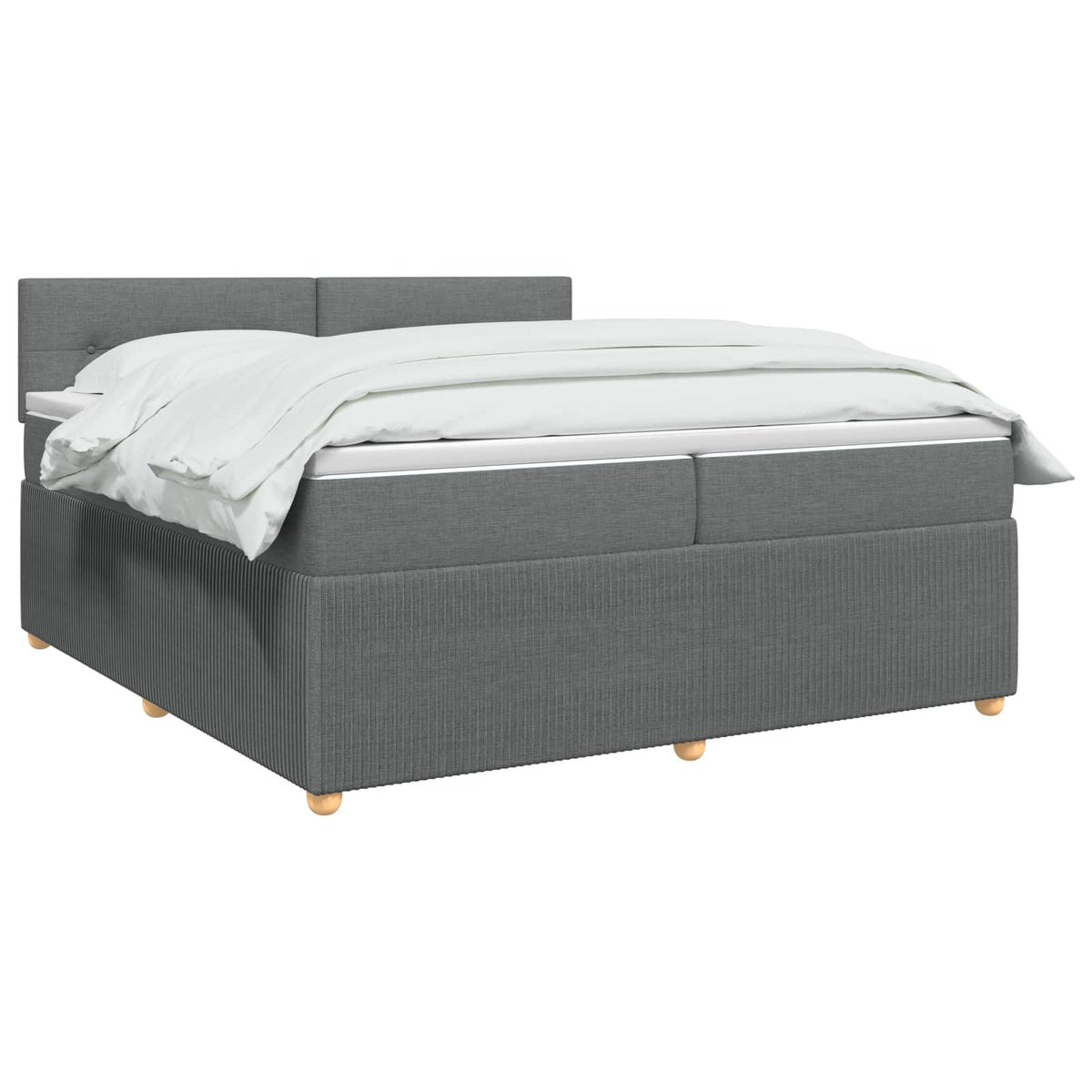 Boxmadras med topmadras Mørkegrå 200 x 200 cm Stof