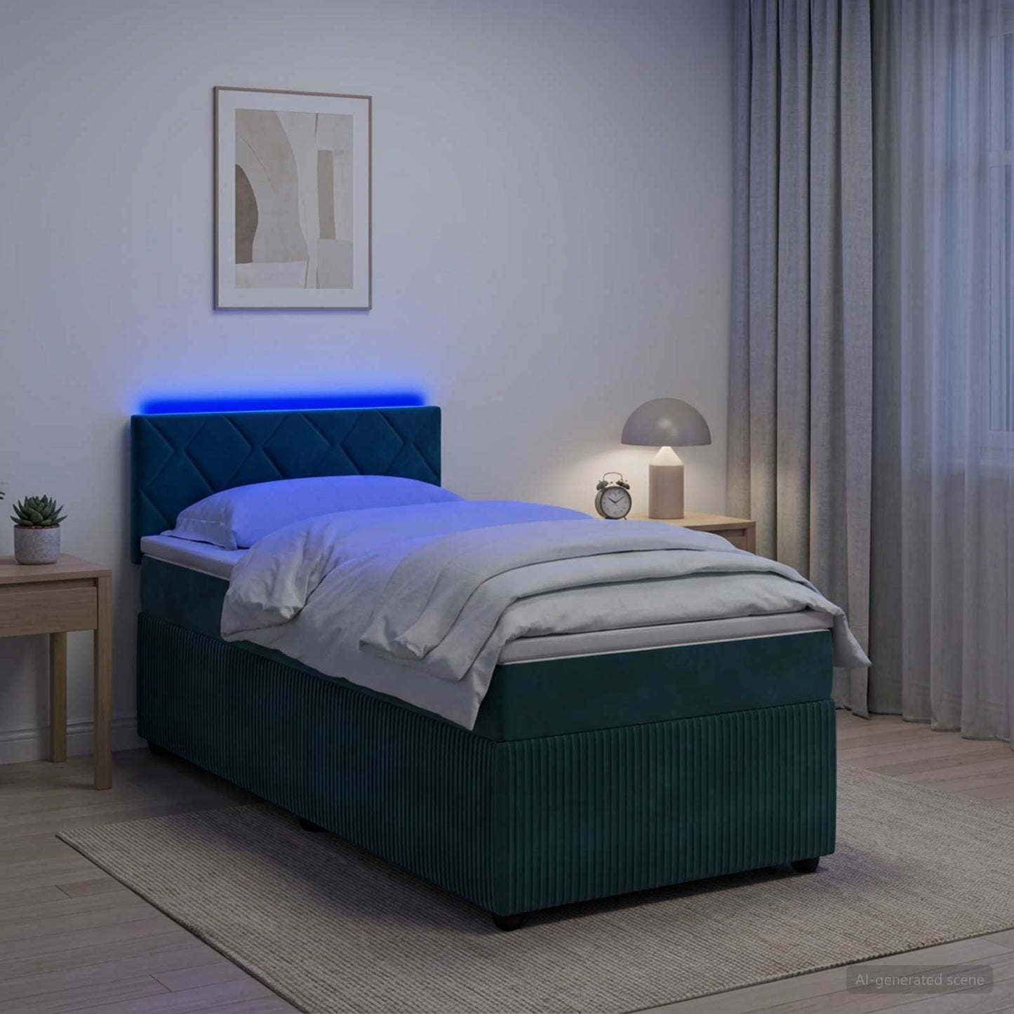 Boxmadras med topmadras Mørkegrøn 90 x 190 cm Fløjl