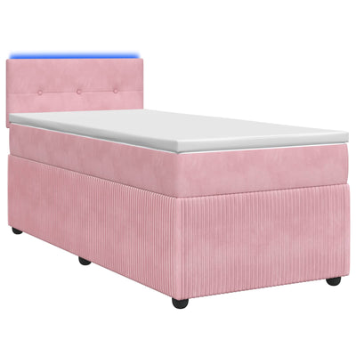 Boxmadras med topmadras Lyserød 90 x 190 cm Fløjl