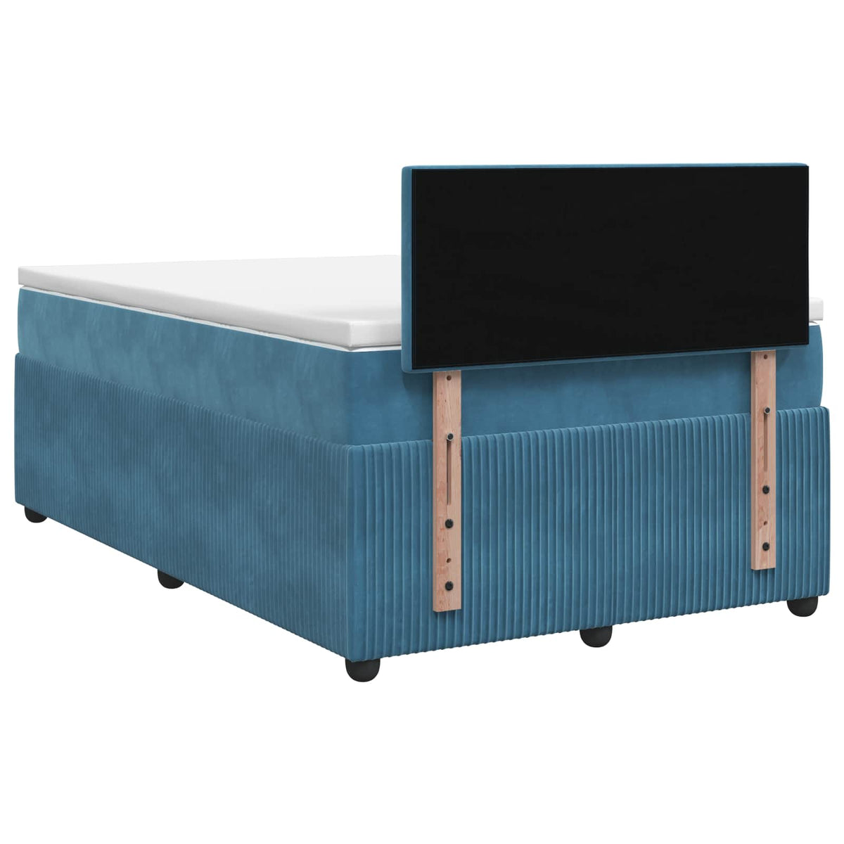Boxmadras med topmadras med hovedgærde Blå 120 x 190 cm Fløjl