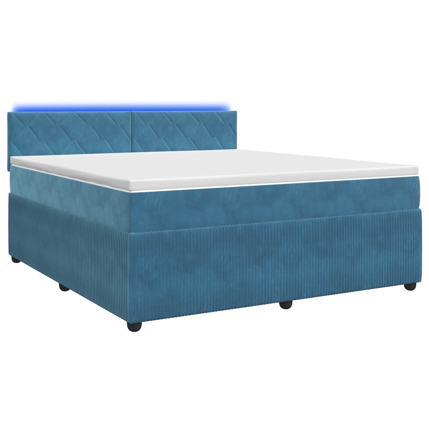 Boxmadras med topmadras med hovedgærde Blå 140 x 190 cm Fløjl