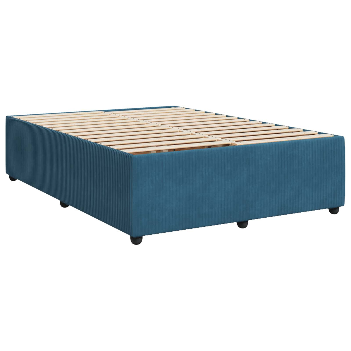 Boxmadras med topmadras med hovedgærde Blå 140 x 190 cm Fløjl