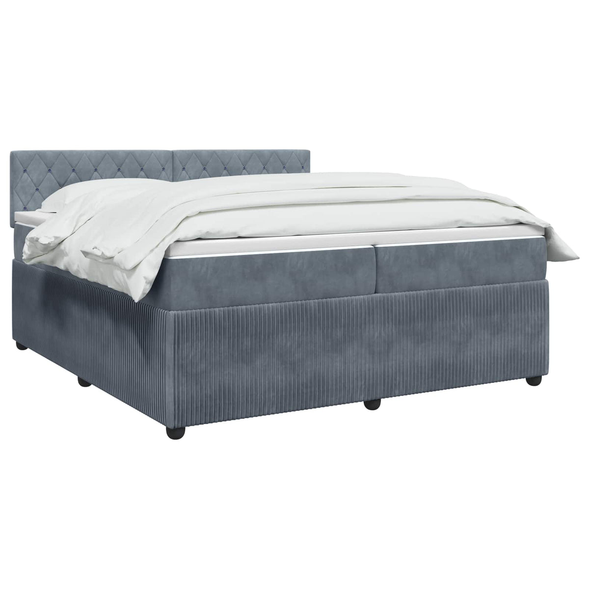 Boxmadras med topmadras Mørkegrå 200 x 200 cm Fløjl
