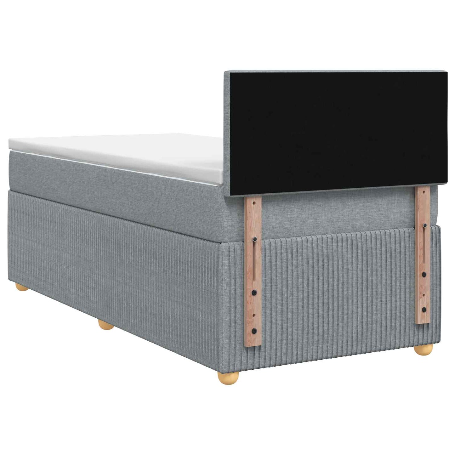 Box Spring Seng med Madras og LED Lysegrå 90 x 190 cm Stof