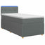 Box Spring Seng med Madras og LED Mørkegrå 90 x 190 cm Stof