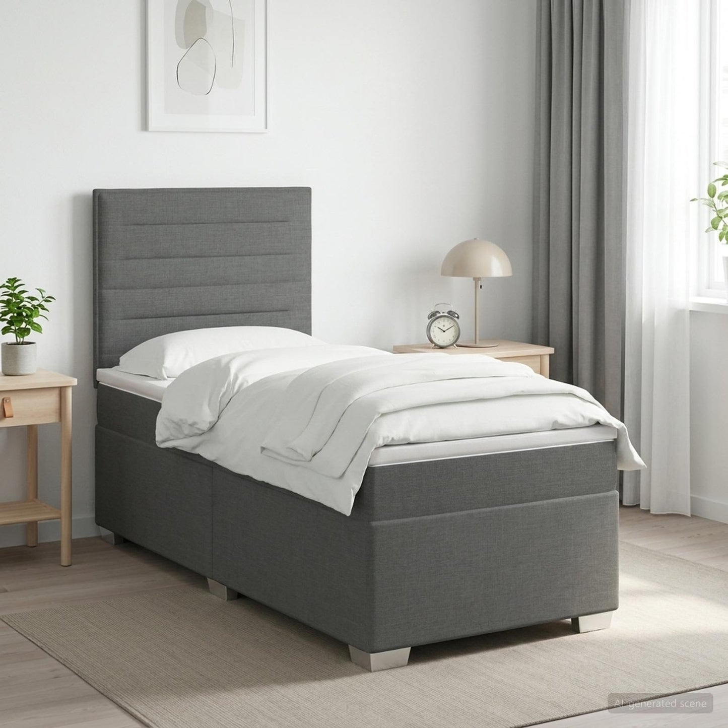 Boxmadras med topmadras Mørkegrå 80 x 200 cm Stof