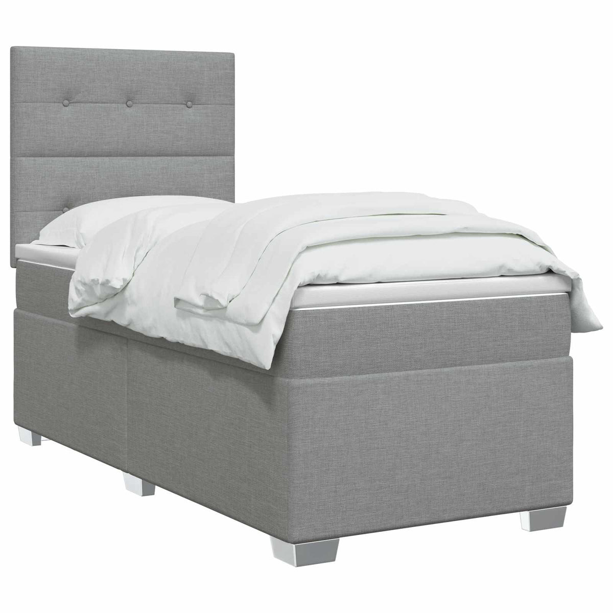 Boxmadras med topmadras Lysegrå 80 x 200 cm Stof